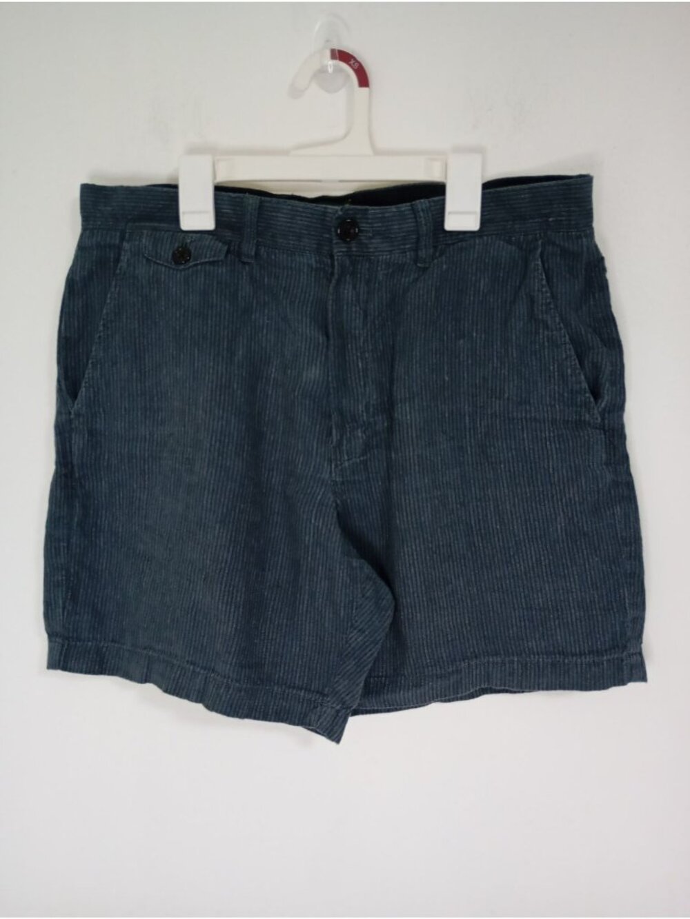 J. Crew Mens Blue Striped Linen Shorts W32 L7 Button-Zip Front